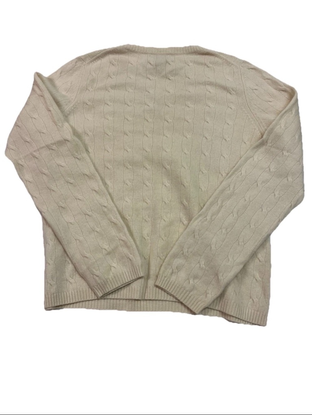 Charter Club Cashmere Sweater V-Neck Cable Knit Beige Long Sleeve Petite Small - Picture 5 of 7